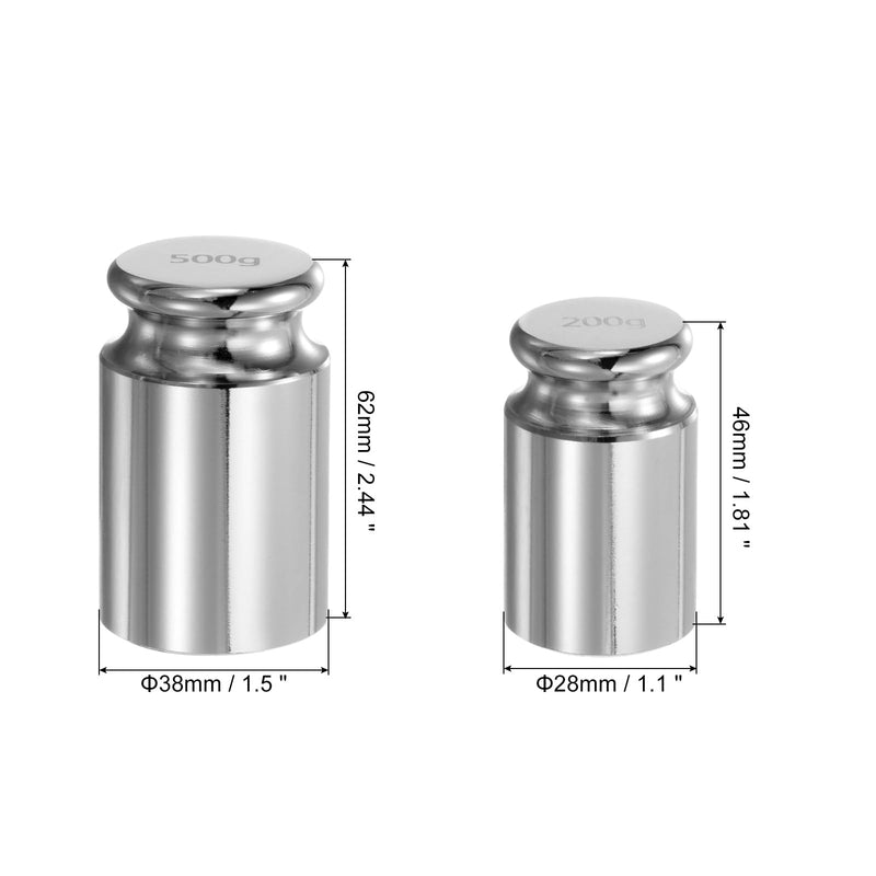 Quartzman Calibration Weights 200g 500g Pack of 2 | M1 precision chrome plated steel for digital scales