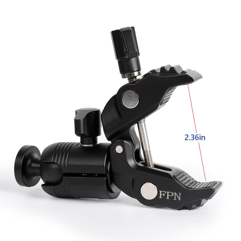 Aluminum Alloy Super Clamp Camera Mount with 360° Ball Head for Bike/Motorcycle Handlebar Pole Tripod Rod 0.5-2.0" Diameter, Compatible with GoPro, Insta360 X5 X4, DJI Osmo Action 5 Pro, Pocket 3