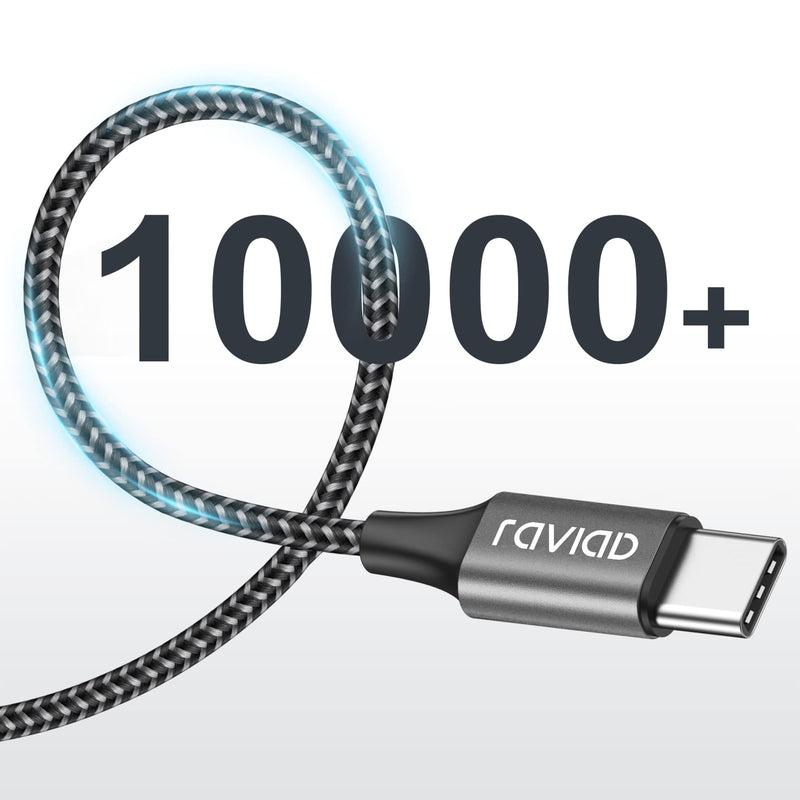 RAVIAD USB C Cable [2Pack 2M] 3.1A Charging Cable USB C Fast Charging Cable Nylon USB C Charging Cable for iPhone 15 Pro Max, Samsung Galaxy S24 S23 S22 S21 S20 Note 10, Huawei P60, Google Pixel, Sony Xperia XZ Gray