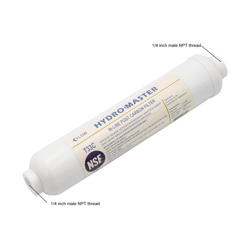 HYDRO MASTER IN-LINE POST CARBON FILTER With 1/4-Inch NPT Connection, 10 Inch x 2 Inch. (Pack of 2) 5 Piece Set (Pack of 2)