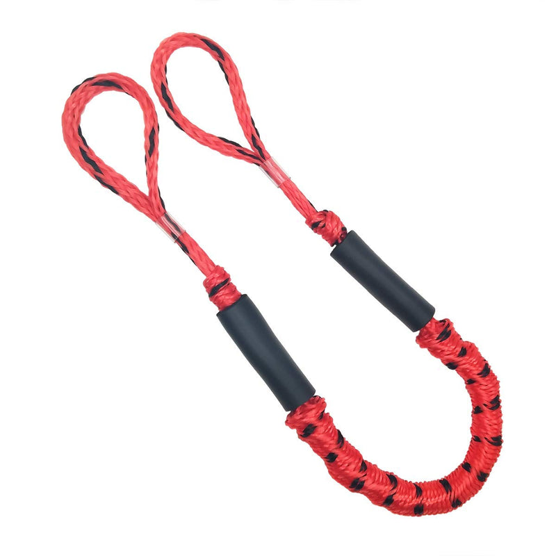 Boat Bungee Dock Lines Mooring Rope Boats Accessories, Quick Docking Lines for Boat Non Jerking 3.5 ft 2 Pack Red& Black Spot