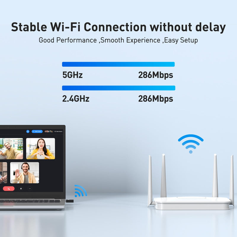 USB WiFi Adapter for Desktop PC, AX600 USB WiFi 6 Adapter with 5GHz/2.4GHz Dual Band, Bulit-in Driver for Windows 10/11 (AX600-MINI) AX600-MINI