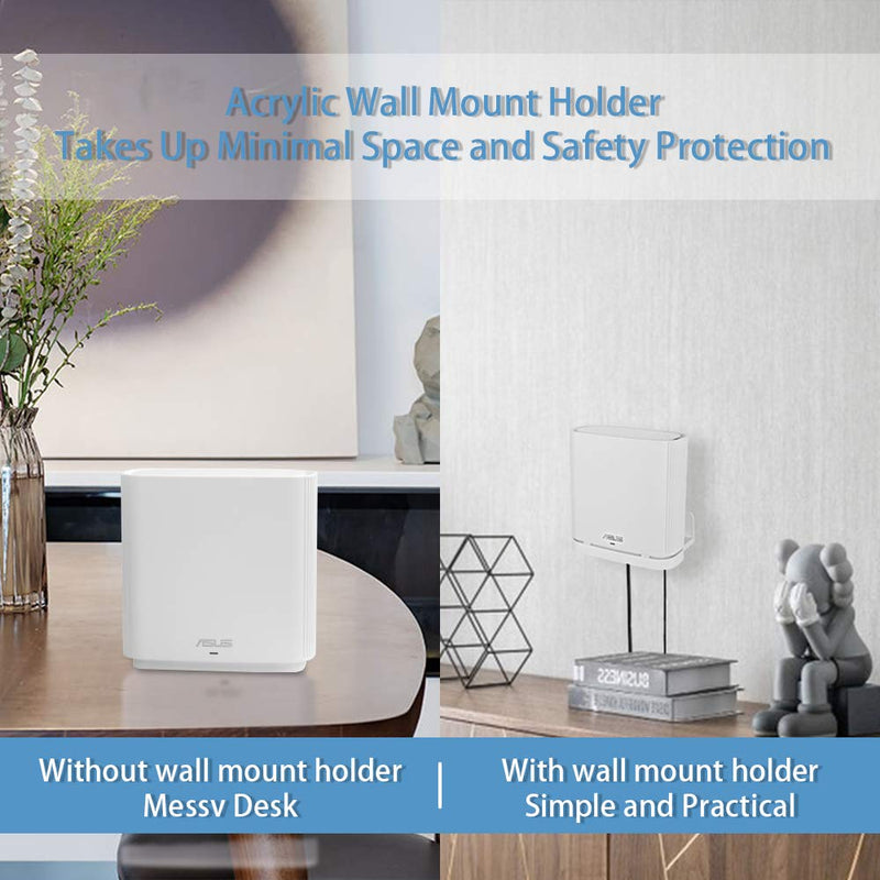 Wall Mount Holder for ASUS ZenWiFi AX Whole-Home Tri-Band Mesh WiFi 6 System (XT8)(CT8)(XT9),Simple and Sturdy Wall Mount Holder Stand Bracket by HOLACA (1 Pack, White) 1 Pack