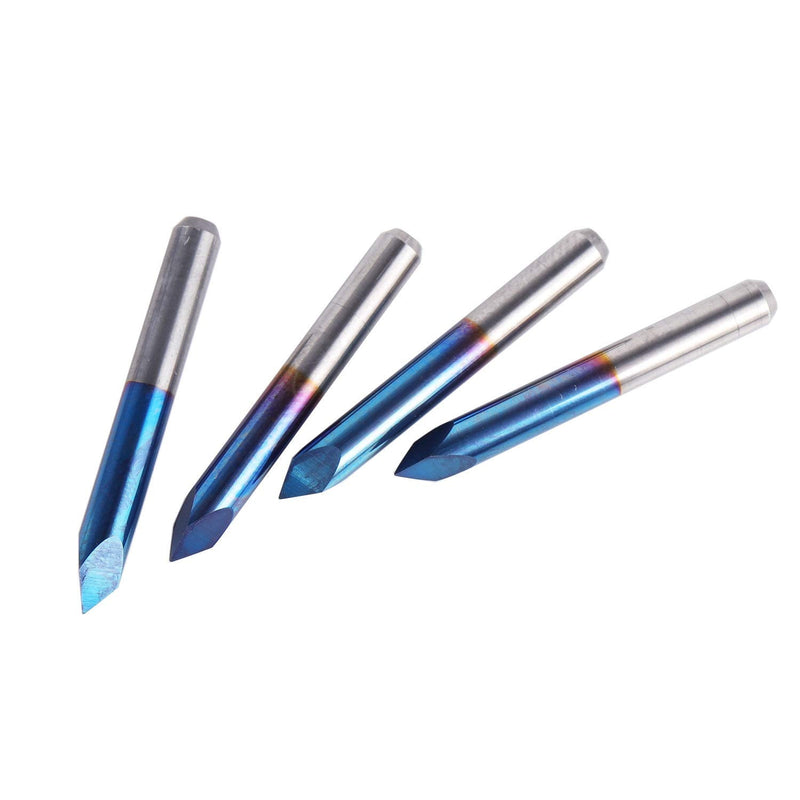 FoxAlien 10pcs Triangular CNC Router Bits V-Bit, 60 Degree 0.1mm Engraving Bits, 1/8” Shank Nano Blue Coating Sharp Pyramid Bits for Acrylic Wood MDF Aluminum Lettering Sign Making 60deg*0.1