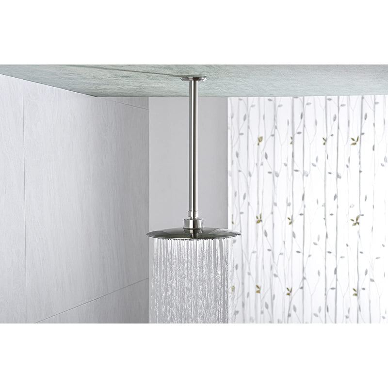12 Inch Shower Arm and Flange Brushed Nickel, Ceiling Mounted Shower Arm for Rain Shower Head 12 Inches