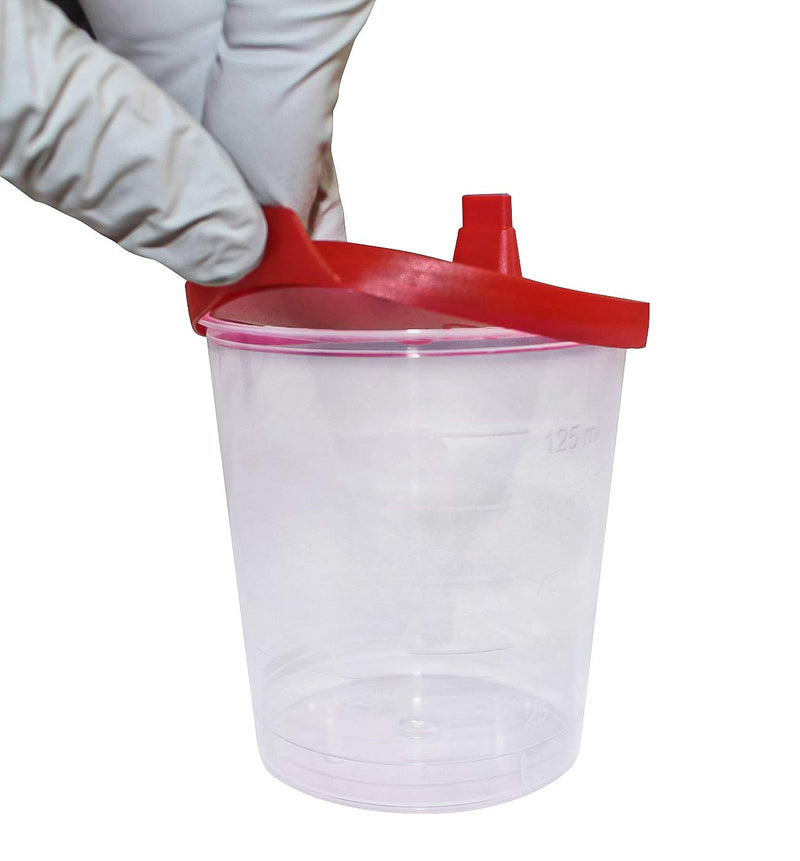 Medi-Inn urine cup 125 ml with red snap-on lid urine sample cup plastic cup (25 pieces) 25
