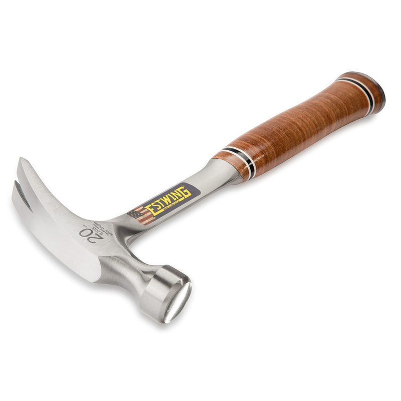 ESTWING Hammer - 20 oz USA Made Straight Rip Claw Hammer with Smooth Face & Genuine Leather Grip - E20S 20 oz (Ounces)