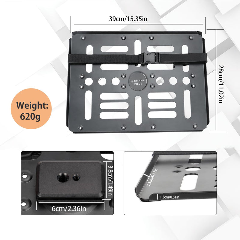 koolehaoda Laptop Notebook Pallet Projector Tray Holder with Arca-Swiss Interface for 1/4" to 3/8" Screw Tripod Stand Ballhead Mount, 22 lbs Capacity with Vented Cooling Platform Stand