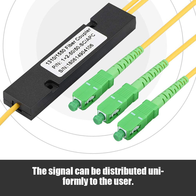 DEWIN Fibre Optic Cable Splitter, Fibre Optic Cable SC APC 1X2 FBT Singlemode Fiber Optic Splitter SC/UPC PCL Splitter