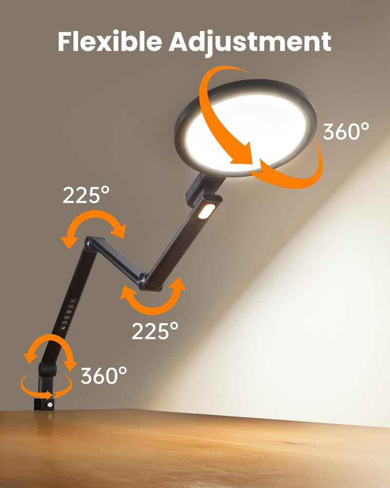 Video Conference Lighting for Computer, Adjustable 5 Color Temperature 5 Brightness, Dimmable LED Desk Ring Light for Video Calls, Zoom Lighting with Memory & Timer Func,CRI 97