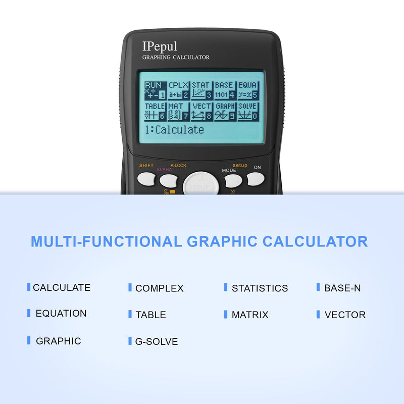 Graphing Calculator,IPepul Scientific Calculators 10 Modes /4 Graphing Functions,Desktop Math Calculator for College Students,School Supplies for Middle High School Teachers Office（Black） Black