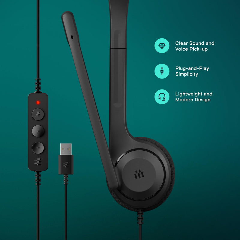 EPOS C1 USB-A Premium Headset for Professionals - Superior Sound, Noise-Canceling Microphone, Comfortable and Adjustable for All-Day Use, Certified Compatibility with Chromebooks