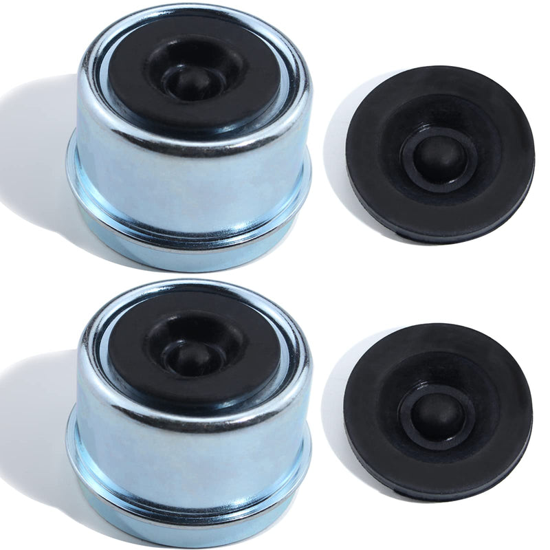 2pcs Trailer Axle Dust Cap Cup Grease Cover 1.98" Hub with Extra 2 Rubber Plugs,Trailer Axle Wheel Hub and Bearing Dust Cap for Most 2000 to 3500 Pound Axles Dexter