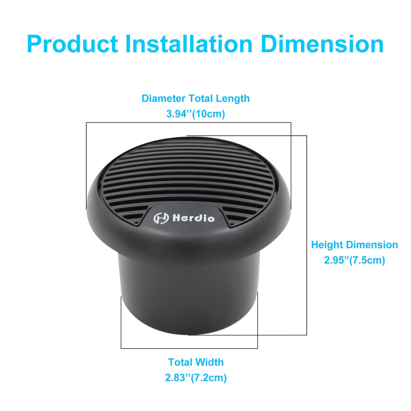 Herdio 3" inch Marine Bluetooth Speakers Boat Motorcycle Hot tub Stereo with Max Power 140 Watt (Black) Black