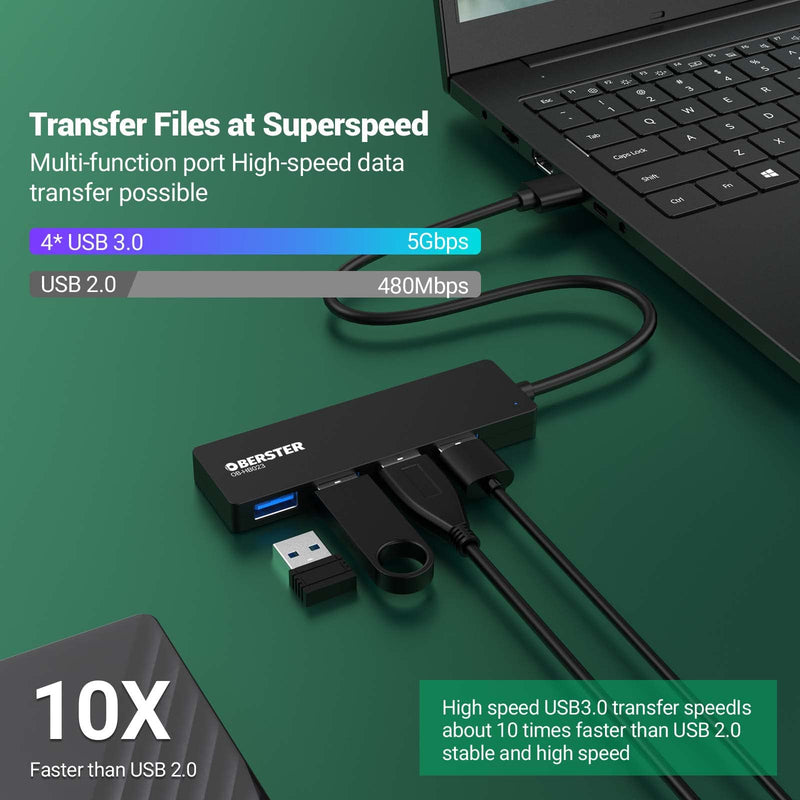 USB Hub 4 in 1 USB 3.0 Hub Ultra Slim USB Adapter USB Splitter USB 3.0 Hub with 4 USB 3.0 Port USB Splitter for MacBook, MacBook Pro/Air, Mac mini, iMac MacPro, Windows Laptops Surface Pro, XPS 4 in 1&USB 3.0