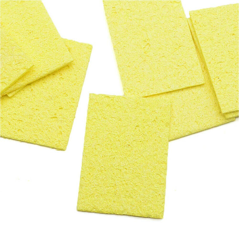Powerful Tools Pack of 10 Soldering Iron Yellow Soldering Tip Welding Cleaning Sponge Pads Cleaner Heat Resistant Pads Set Solder