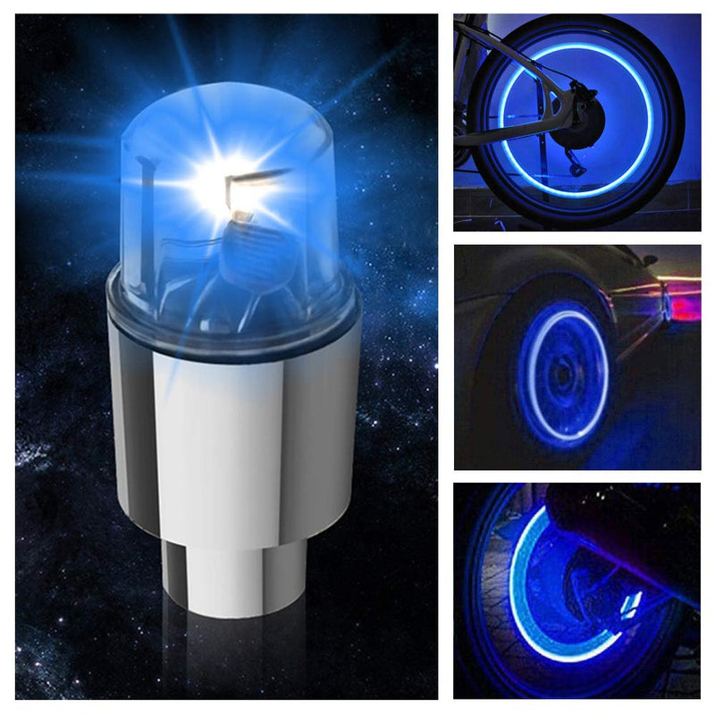 12 PCS LED Wheel Lights Flash Light Tire Valve Cap Lamp for Car Trucks Motorcycle Bike (Blue) Blue