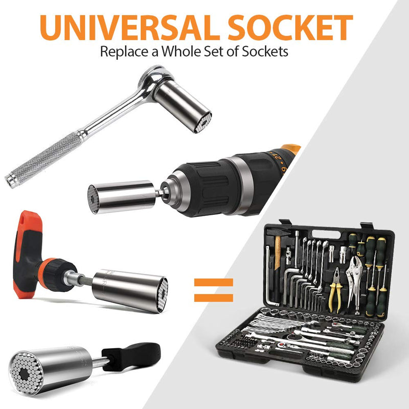 Stocking Stuffers for Mens Gift Christmas Super Universal Socket Tools Gifts for Men: Socket Set with Power Drill Adapter(7-19 MM) Cool Stuff Gadgets for Women Birthday Gift for Dad Husband Adults 1