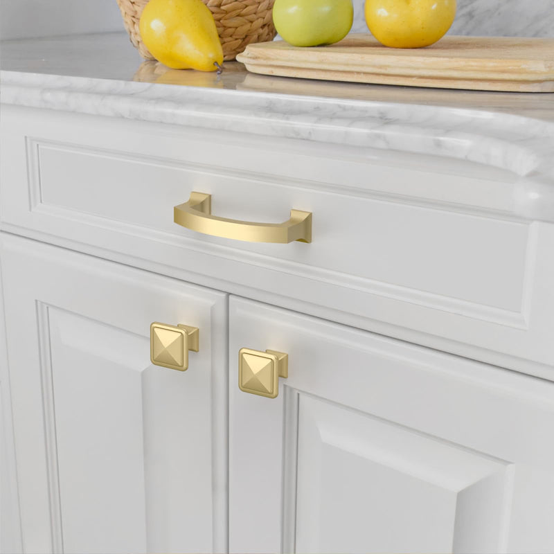 Amerdeco 10 Pack Brushed Gold 3 Inch(76mm) Hole Centers Kitchen Cabinet Pulls Cabinet Hardware Kitchen Handles for Cabinets Cupboard Handles Drawer Pulls ZH0009 3"/76MM Hole Center