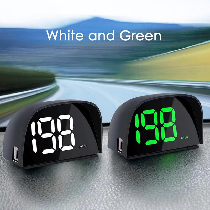 Shkalacar Car Digital GPS Speedometer Car HUD Heads Up Display with Speed, Mph/Kmh，USB Plug and Play for All Car miles White