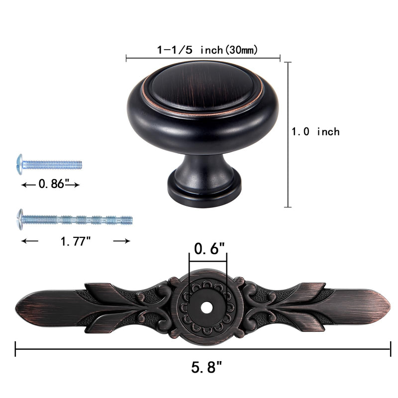 10Set Cabinet Hardware,ORB Drawer Knobs & Back Plate for Kitchen | 1-1/5”Round Knob and 5-4/5”Plate for Kitchen Bathroom,TV Cabinets Decorative Knobs and Drawers Cabinet Hardware 10 Pack / Knobs & Plates Oil Rubbed Bronze