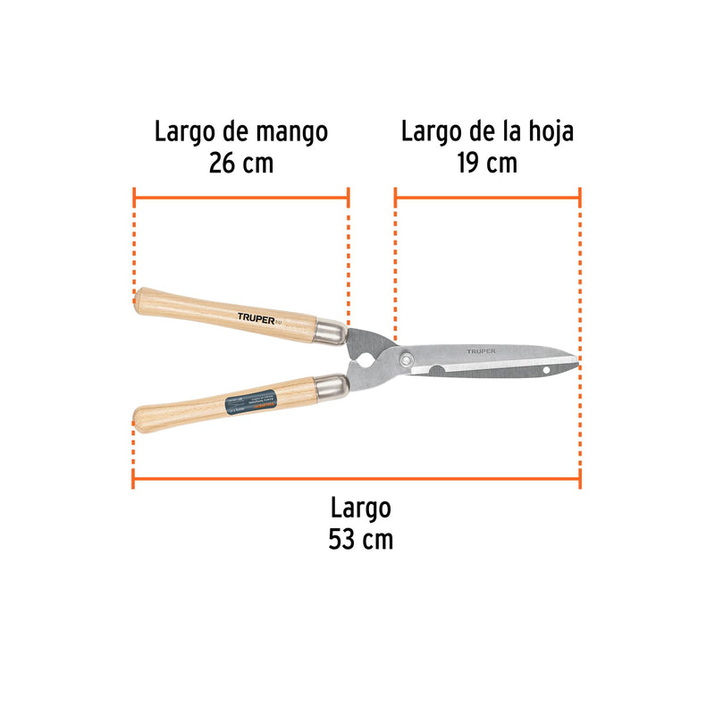Truper 10-Inch Precision Ground Blade Hedge Shears (Model 31460 / T-17) | Professional Manual Bush Trimmer, Contoured Ash Wood Handles with Shock-Absorbing Bumpers, Landscaping Trimming Scissors