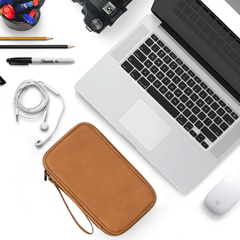 Travel Cable Organizer Pouch Electronic Accessories Carry Case Water Resistant Accessories Organizer Pouch Bag for Cable, Cord, Charger, USB, Phone, Power Bank, Earphone (Brown, Medium) Brown