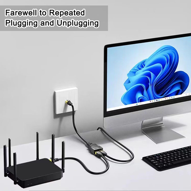 Ethernet Splitter, RJ45 1 Male to 2 Female LAN Ethernet Cable Splitter Suitable Super Cat5, Cat5e, Cat6, Cat7 LAN Ethernet Socket Connector Adapter