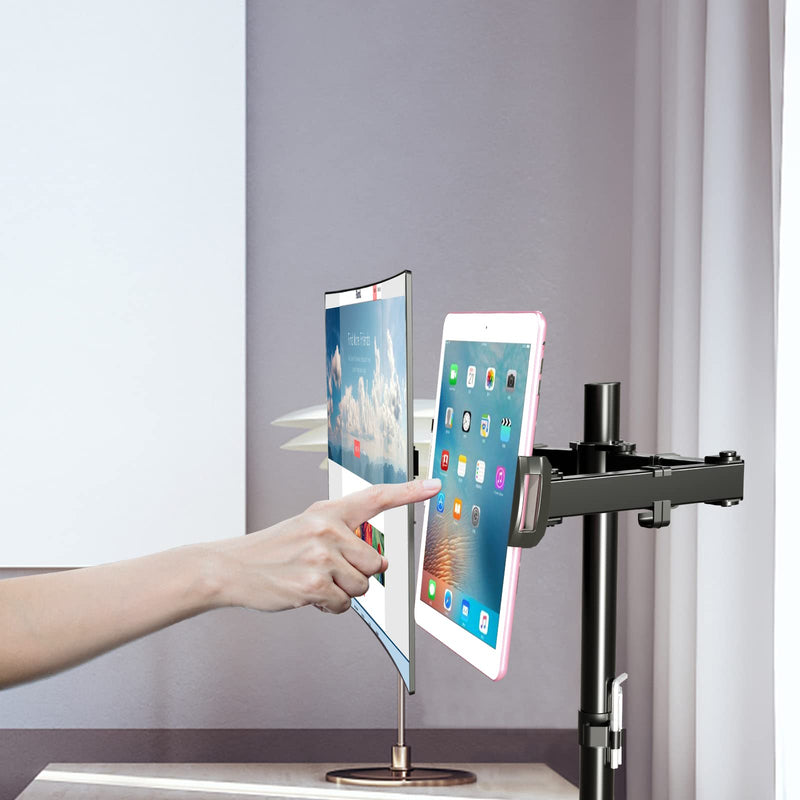 Pholiten Universal VESA Mount Adapter for Tablets, 2-in-1 Laptops, 15.6 inch Portable Monitors & Phone,ESA 100x100, Adjustable Laptop Holder, Extend to 6.1-8 inch Laptops holder