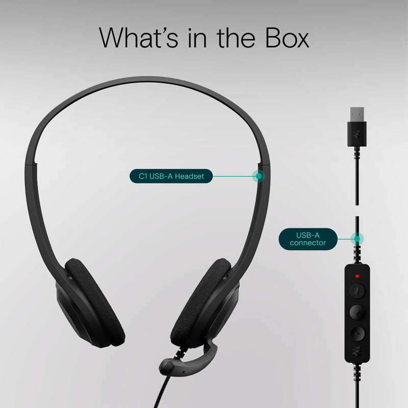 EPOS C1 USB-A Premium Headset for Professionals - Superior Sound, Noise-Canceling Microphone, Comfortable and Adjustable for All-Day Use, Certified Compatibility with Chromebooks