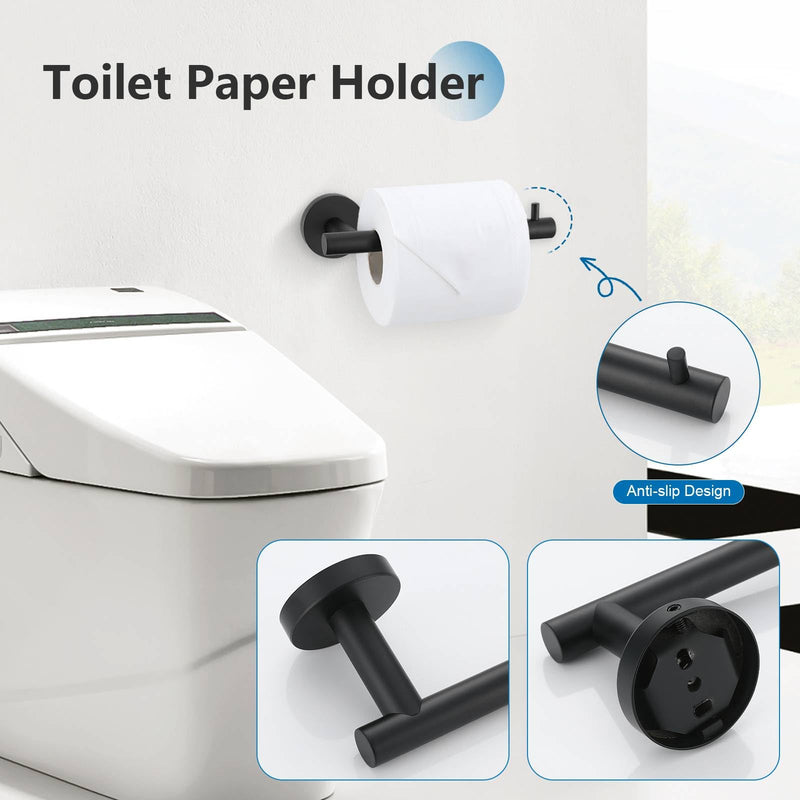 5 Pieces Towel Bar Set Matte Black Bathroom Hardware Accessories Set Stainless Steel Towel Racks Set for Bathroom,Wall Mounted 23.6 Inch Bathroom Hardware Set 5 Pieces