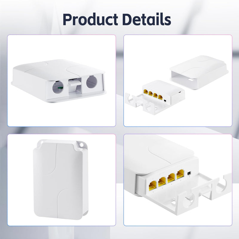 Outdoor 4 Port Gigabit PoE Extender, 1 in 3 Out PoE+ Repeater, 10/100/1000Mbps, IEEE 802.3 af/at 30W, Wall Mount Waterproof YuLinca POE Passthrough Switch