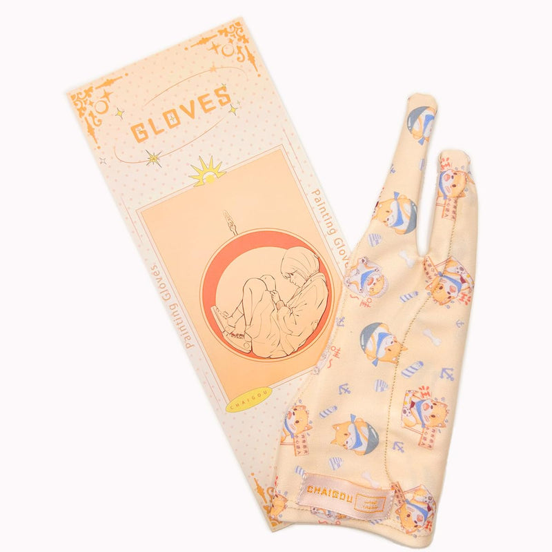 Artist Drawing Glove Art Two-Finger Glove Animal Print for Drawing Tablet/Pen Display/iPad for Right and Left Hand Yellow S