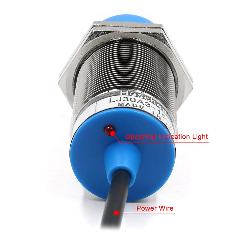 Heschen inductive proximity switches with sensor LJ30A3-15-Z/BY, detector 15mm, 10-30VDC, 200mA, PNP NO (normally open), 3 wire