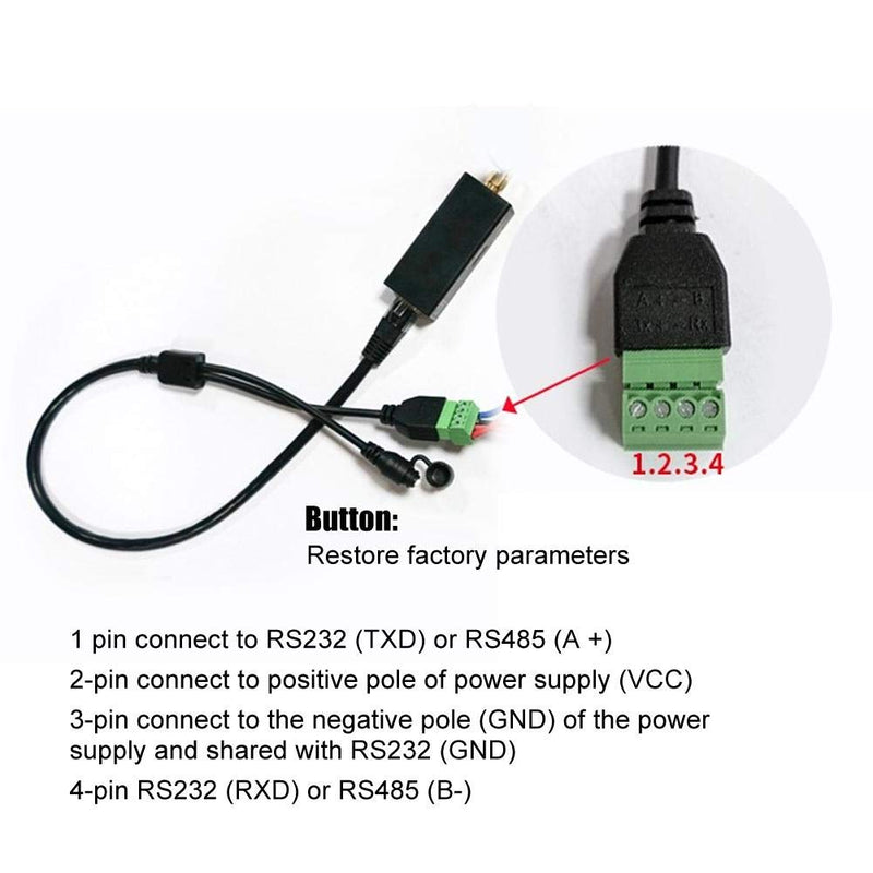 Serial Device Server, RS485 to Serial Server with External Antenna RJ45 Interface Ethernet Converter Module convert printer to printer server