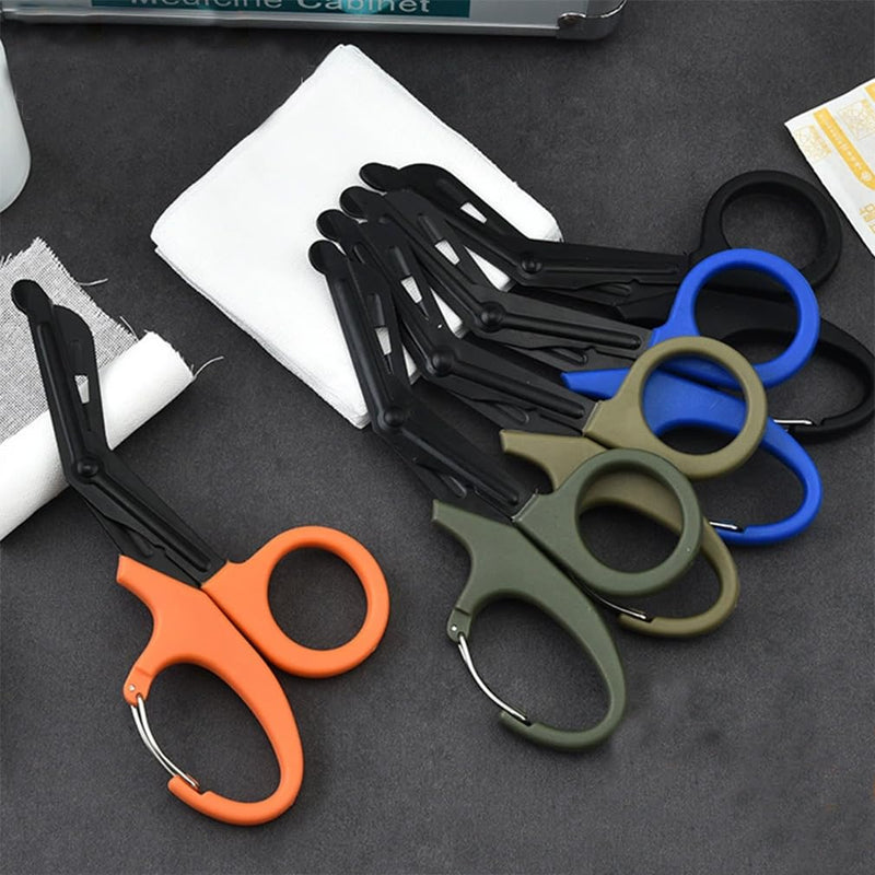 Pack of 2 Bandage Scissors, Rescue Scissors, Clothes Scissors, Bandage Scissors, Trauma Scissors, Medical Scissors, First Aid Emergency Scissors for Dressings, Plasters and Fabric, Black + Black + Green 15cm