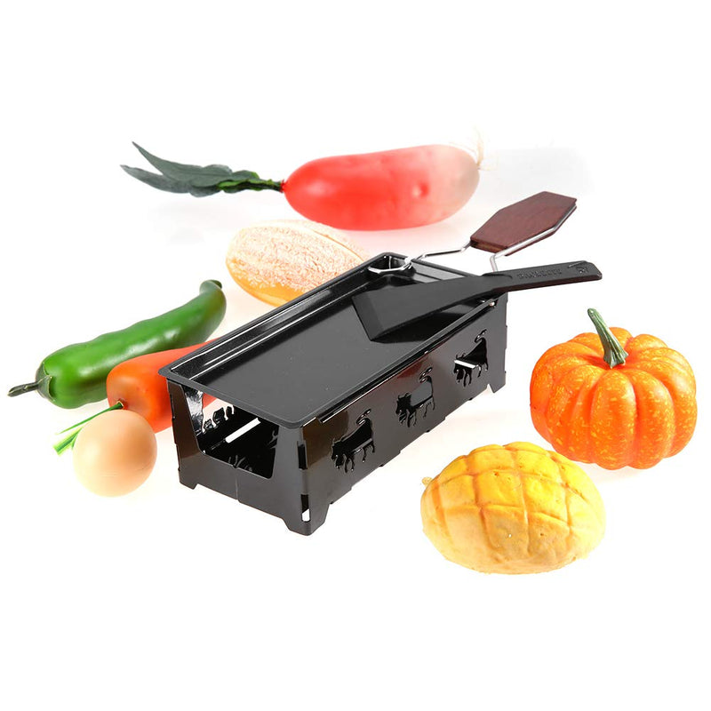 Non-Stick Cheese Melter, Portable Cheese Rotaster Raclette Machine with Spatula and Foldable Handle, Black