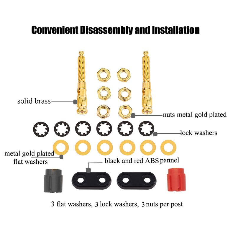 4Pcs Banana Jack Plugs Brass Long Threaded Binding Post Speaker Connectors Terminal 2 Way Dual 4mm Banana Plug Female Sockets for Speakers or Amplifiers