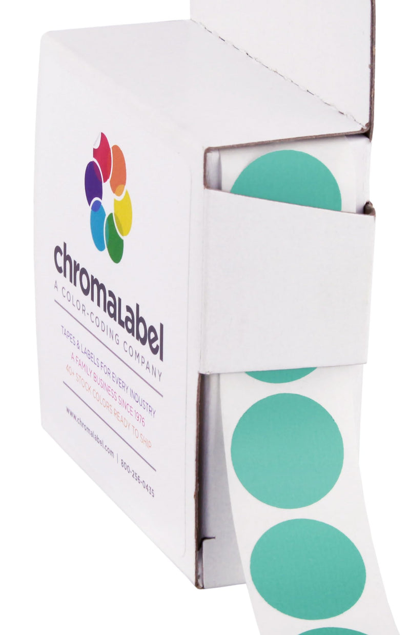 ChromaLabel 0.75 Inch Round Label Permanent Color Code Dot Stickers, 1000 Labels per Dispenser Box, Aqua
