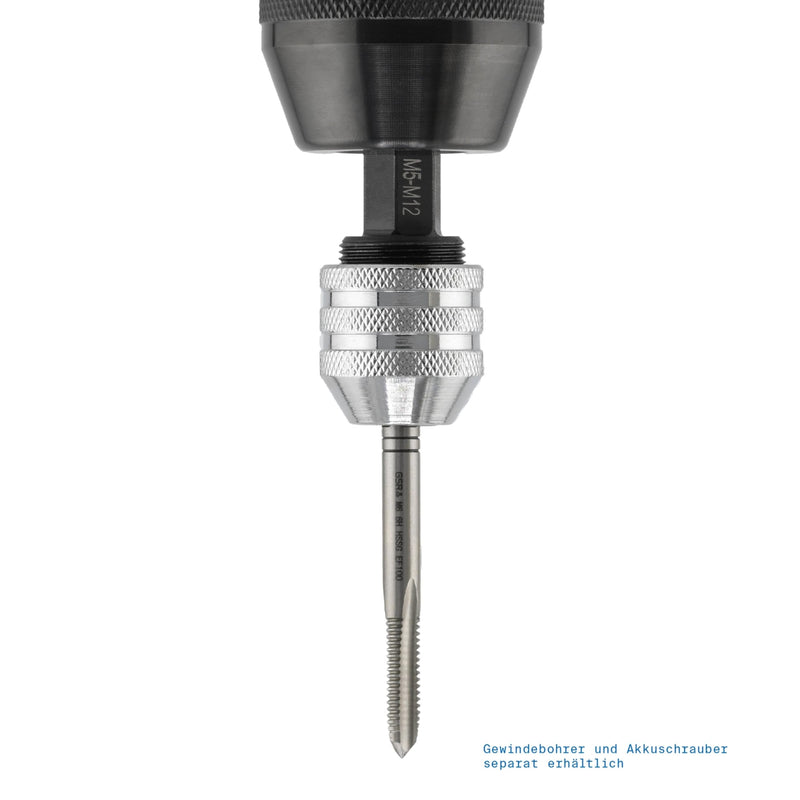 GSR Thread Cutting Adapter M5-M12 | Tool Holder with 3/8" Hex Shank & Square Socket | For All Standard Cordless Drills | Clamping Range 5-9mm | Accessories for Hand Taps M5–M12
