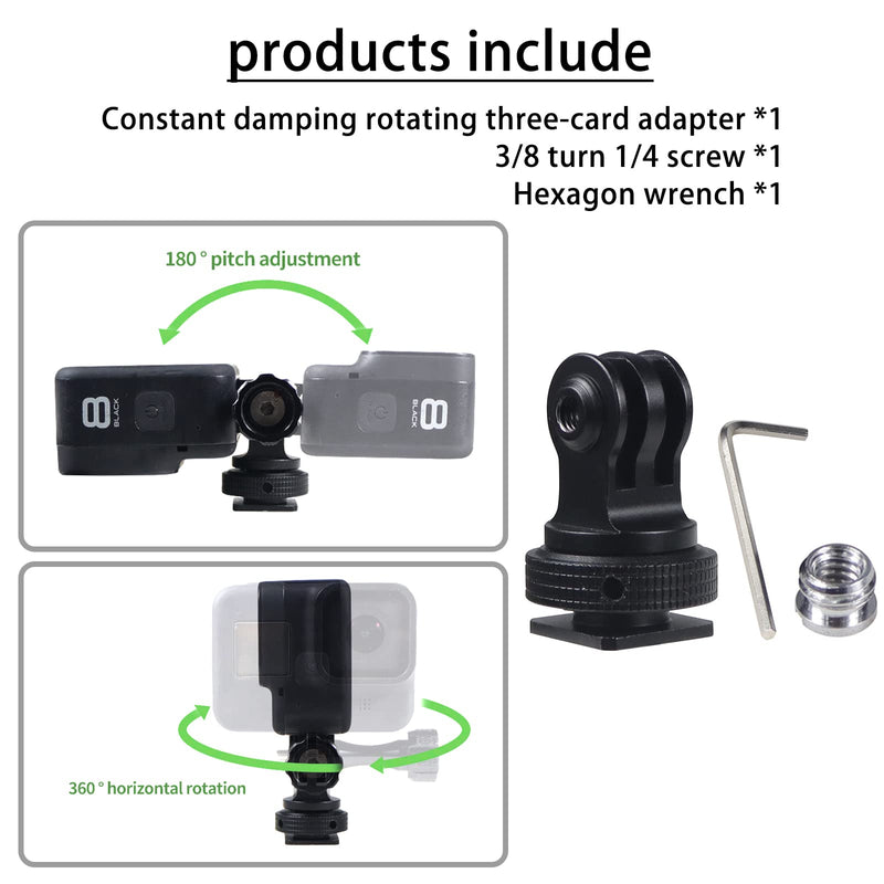 Tripod Screw to DSLR Camera Flash Cold Shoe Mount Adapter Compatible for GoPro 11/10/MAX/9/8/7/6/5/4/3+/3,DJI OSMO Action 2 3