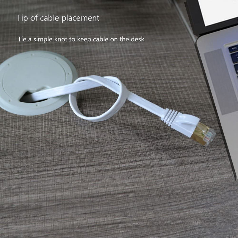 Ercielook Ethernet Cable 100 ft High Speed, Cat 6 Flat Network Cable with Rj45 Connectors, Long LAN Cable with Clips - White 30 M 100FT