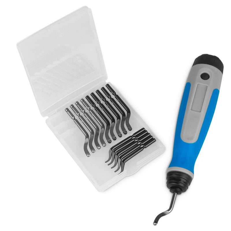STARVAST Deburrer Tool Universal, Hand Deburrer with 15 Replacement Blades, 360° Rotating Blade Cutting Tool for 3D Printers, Plastic, Aluminum and Stainless Steel (1 Tool + 15 Blades)
