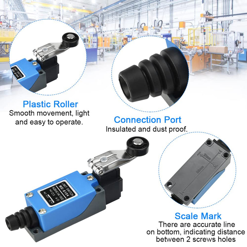 Adjustable limit switch, OTTYMO 2 pieces limit switch, momentary limit switch, limit switch ME-8108/ME-8104 5A 250V AC / 0.4A 115V DC limit switch limit switch for electrical control switches