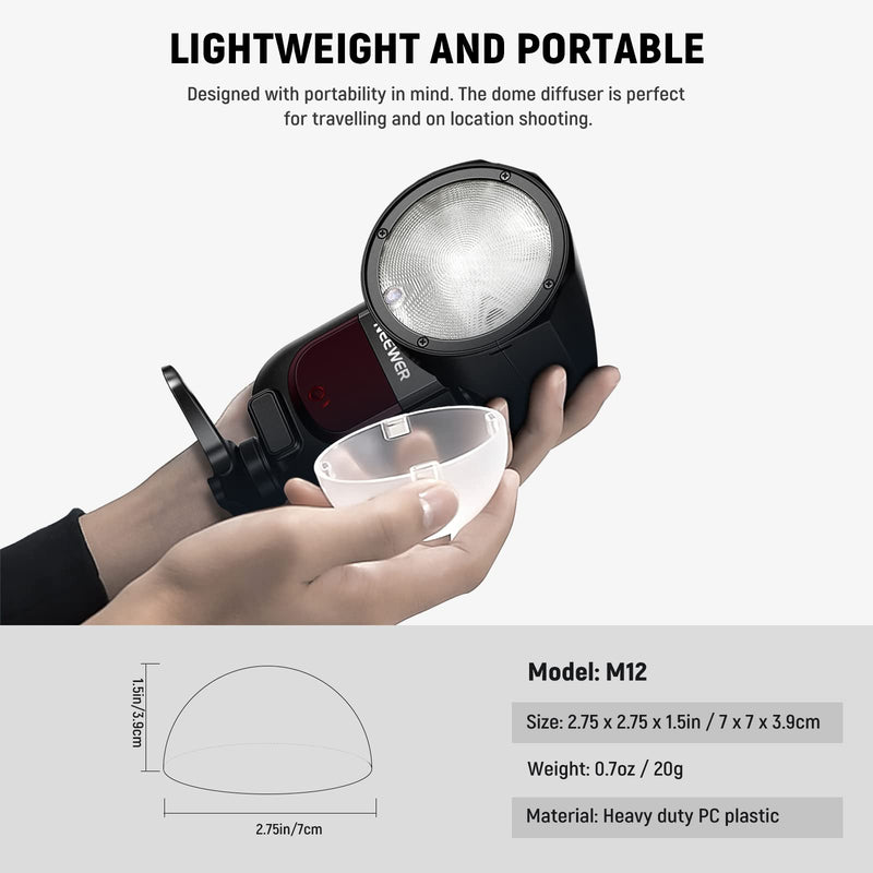 NEEWER Magnetic Dome Diffuser for Z1 Round Head Speedlite Flash, Magnetically Attached Flash Dome Light Modifier for Z1-S, Z1-N, Z1-C Speedlite, M12