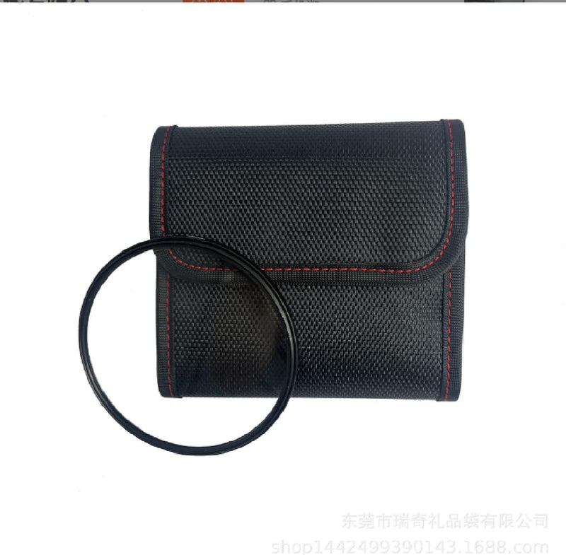 Professional Photography Filter Bag, 3-Pocket Camera Lens Filter Bag Entrainment, Waterproof And Dustproof Anti-Fall Design Suitable for 25mm-82m Filters, Pack of 2 (Black) Black