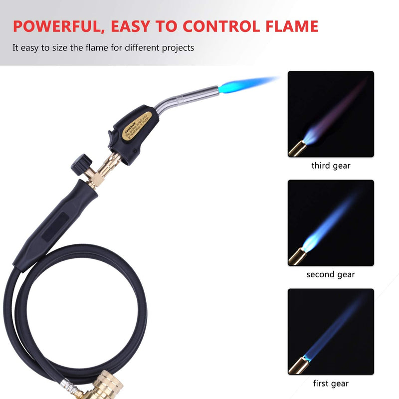 Propane Torch Hand Hose, Mapp Gas Torch,Welding Torch,Hose Length 1.5M/60"-with Hook Quick ignition with valve Style