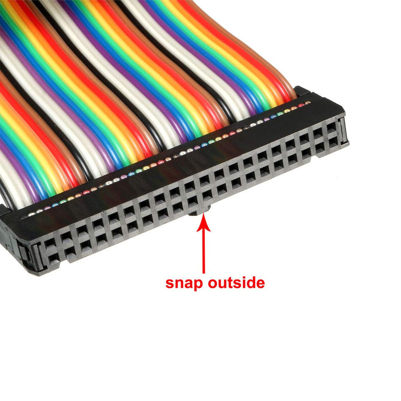uxcell IDC Rainbow Wire Flat Ribbon Cable 40 Pins 50cm Length 2.54mm Pitch Type-C
