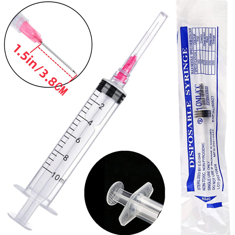 100Pack 10ml 10cc Disposable Measuring Tool Lab Syringes with 18Ga, Individually Sterile Package 10ML-18G