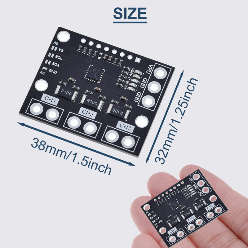 DAOKAI 2pcs I2C SMBUS INA3221 3 Channel Shunt Current Voltage Monitor Sensor Module High Side Output Power Control Board Replacement INA219